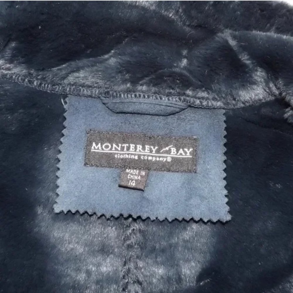 Monterey Bay Navy Blue Faux Suede and Fur Coat, Size M - Picture 6 of 8